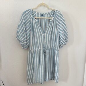 Old Navy Blue and White Striped Button-Front Tunic Dress